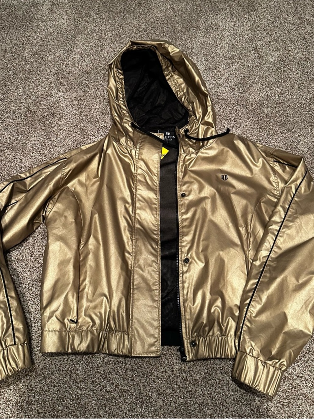 EleVen by Venus Williams Metallic Gold Utility Hooded Jacket